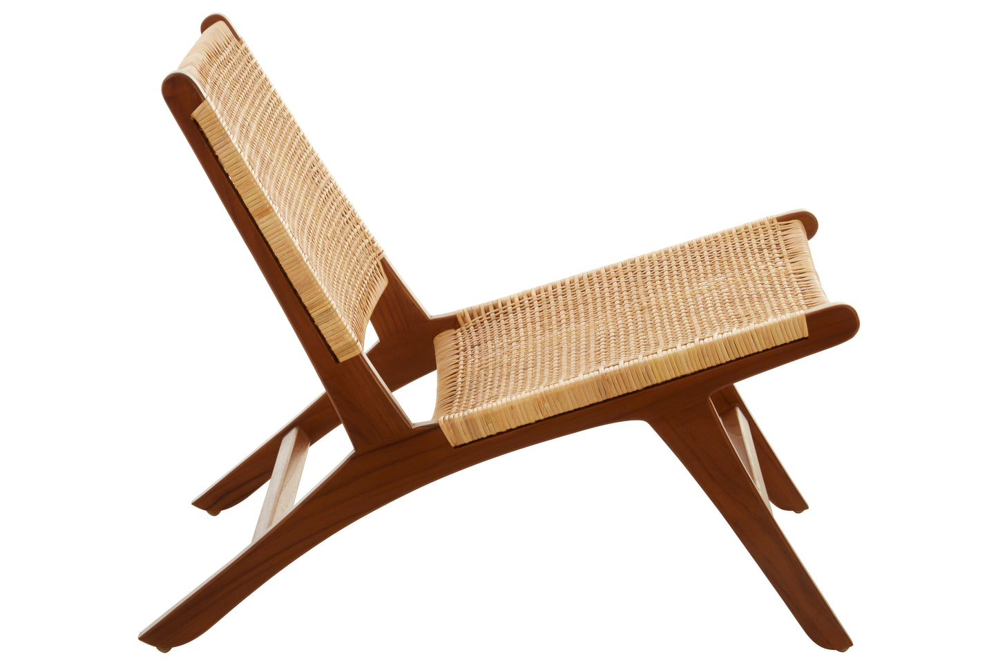 Slad Wood and Natural Rattan Chair
