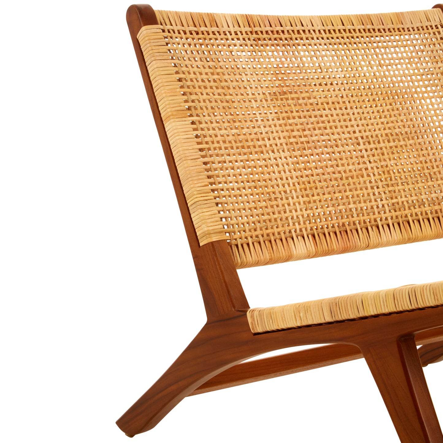 Slad Wood and Natural Rattan Chair