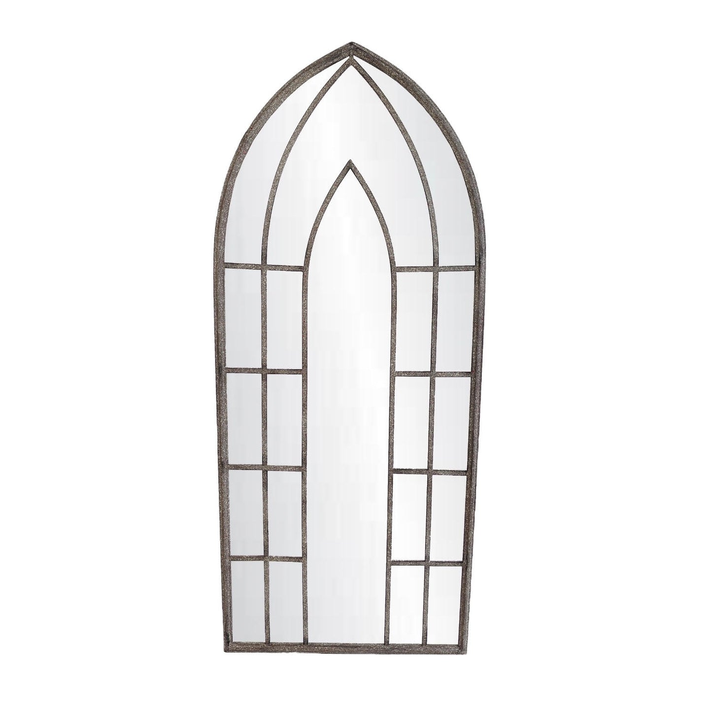 Tall Church Style Metal Outdoor Mirror, 116cmH