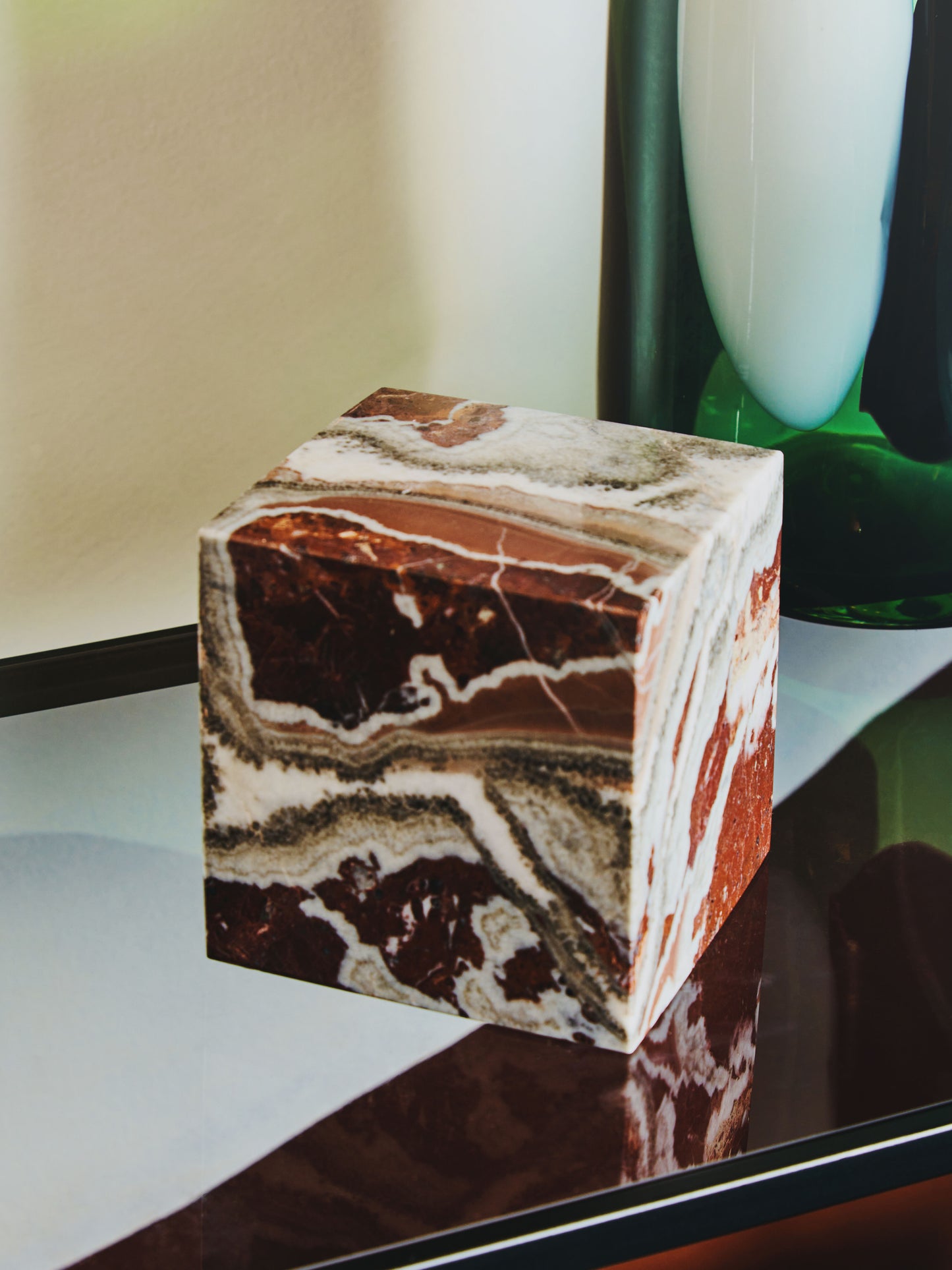 Slad Red Marble Cube Ornament