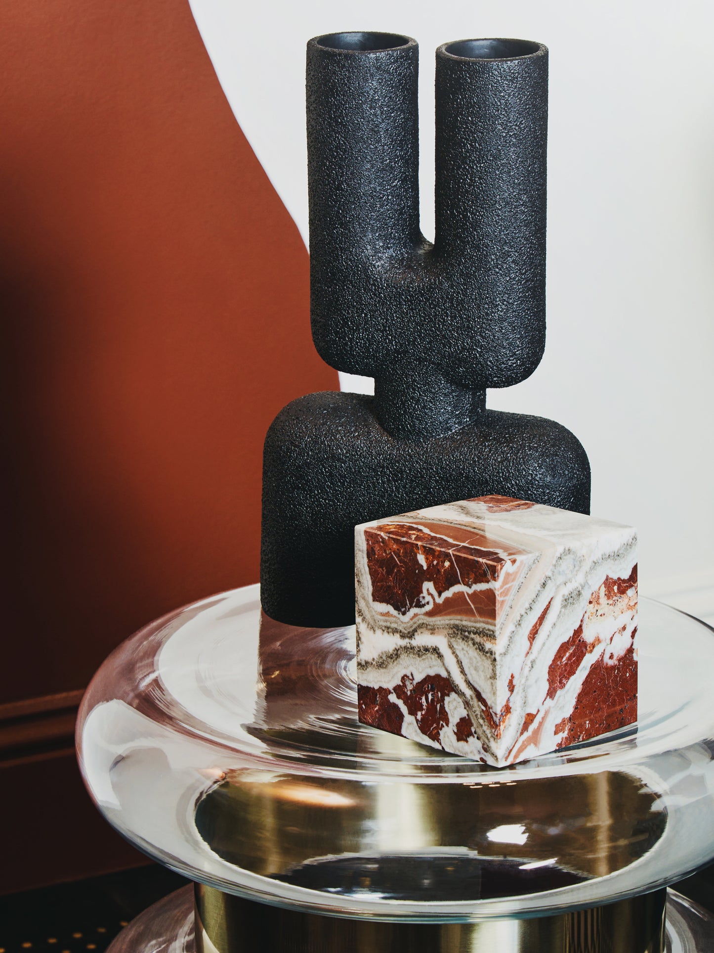 Slad Red Marble Cube Ornament