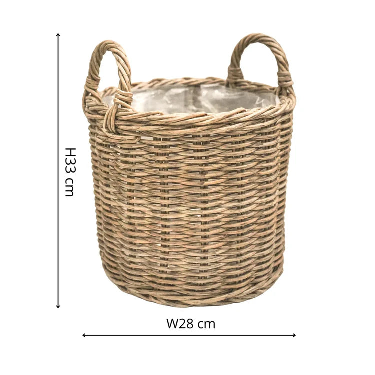 Polyrattan Natural Set of 2 Lined Planters - Kristia Rose Collections