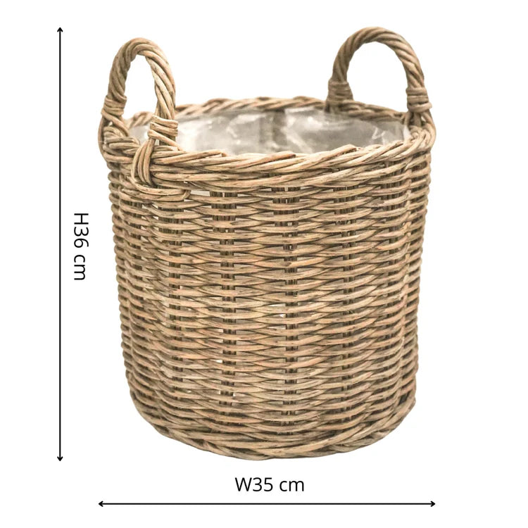 Polyrattan Natural Set of 2 Lined Planters - Kristia Rose Collections