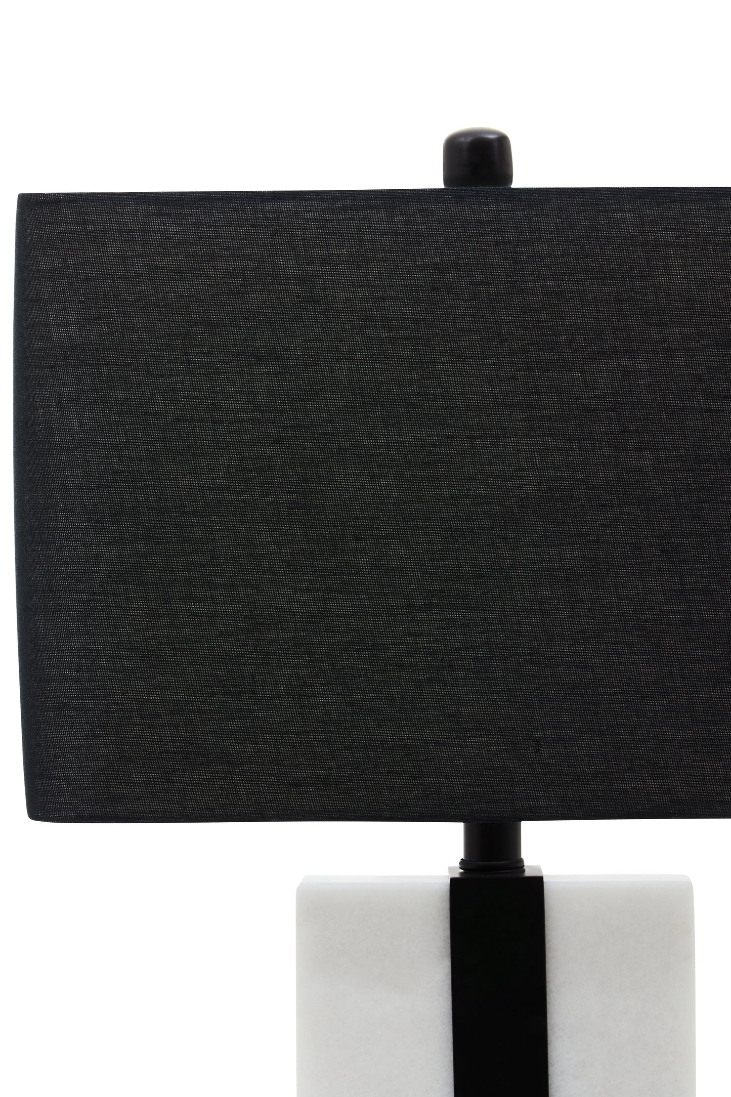 Sleek Marble and Black Metal Table Lamp with Black Shade
