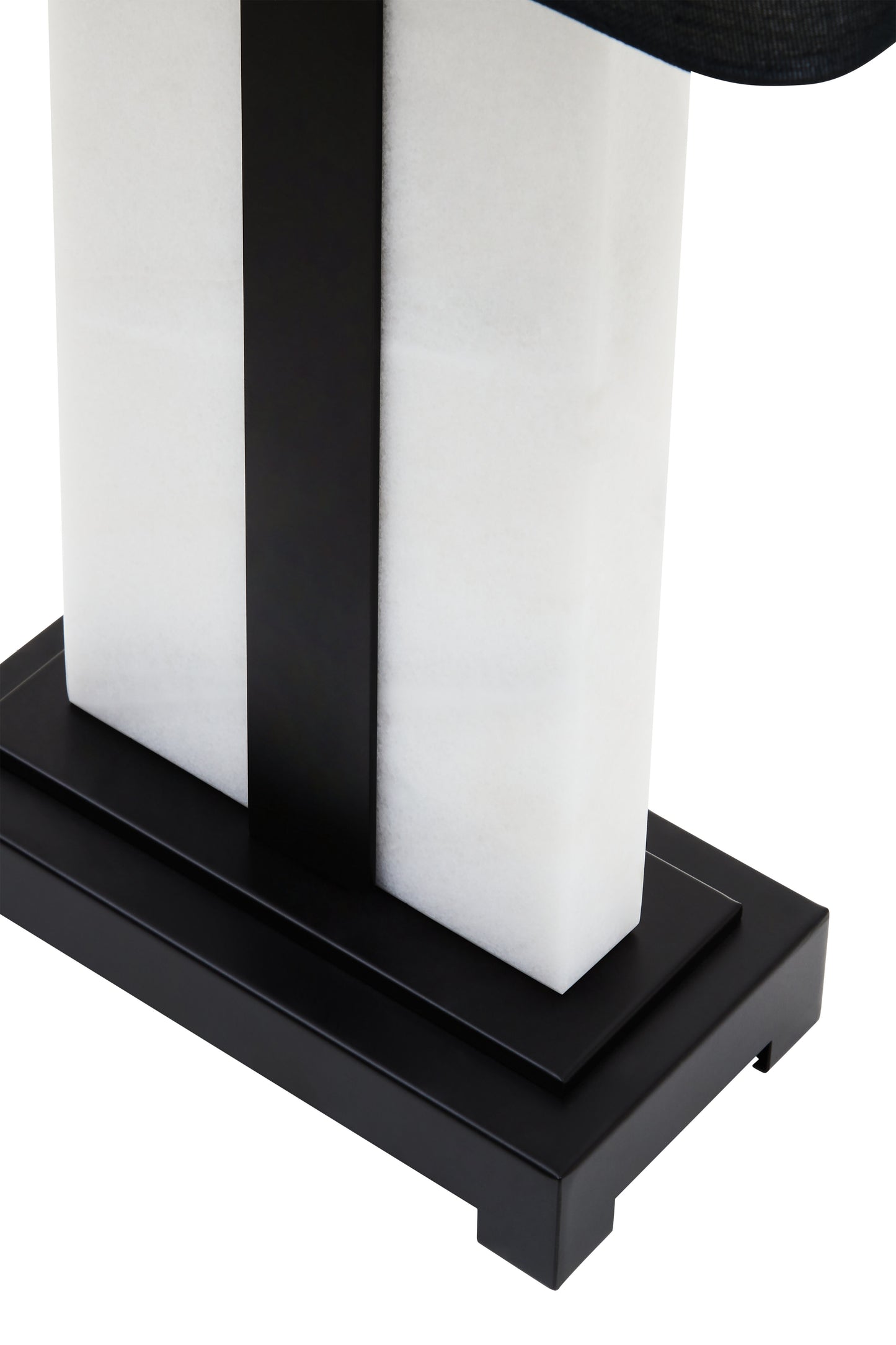 Sleek Marble and Black Metal Table Lamp with Black Shade