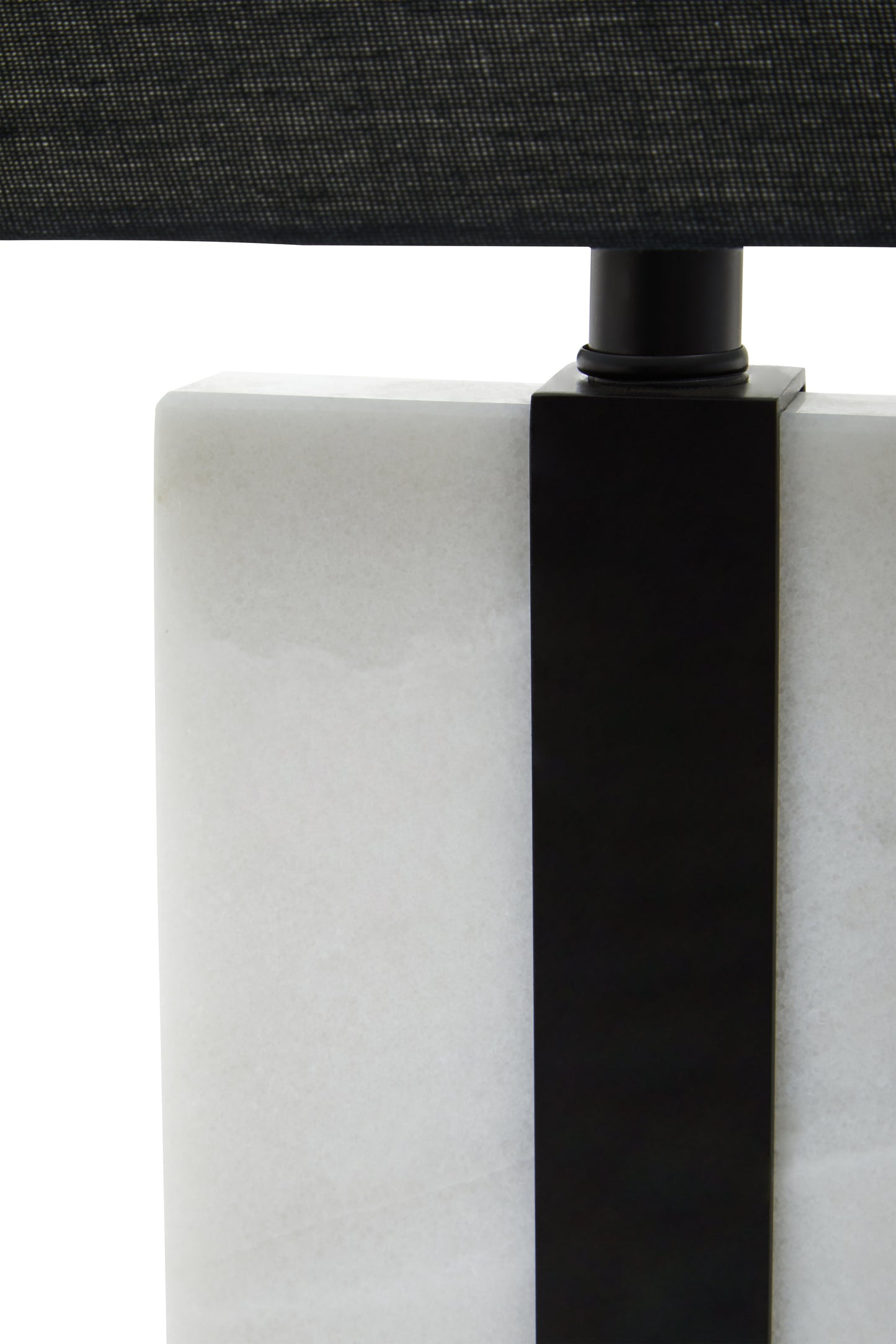 Sleek Marble and Black Metal Table Lamp with Black Shade