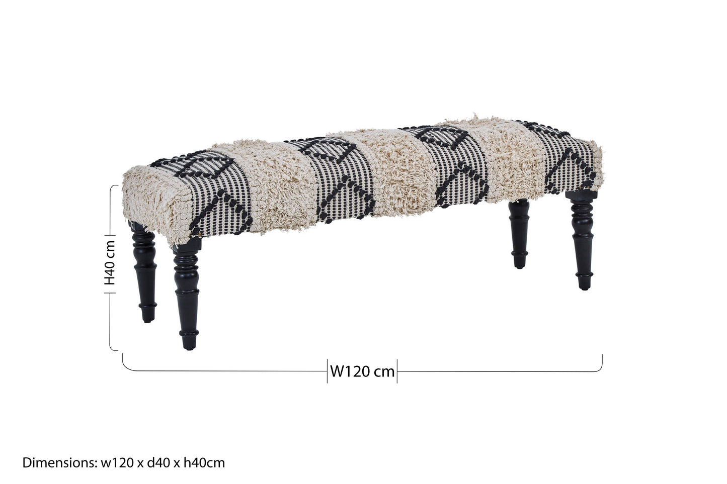 Sheepscombe Black and White Boho Bench - Kristia Rose Collections