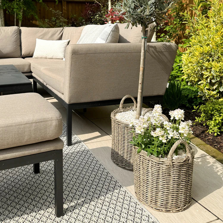 Polyrattan Natural Set of 2 Lined Planters - Kristia Rose Collections
