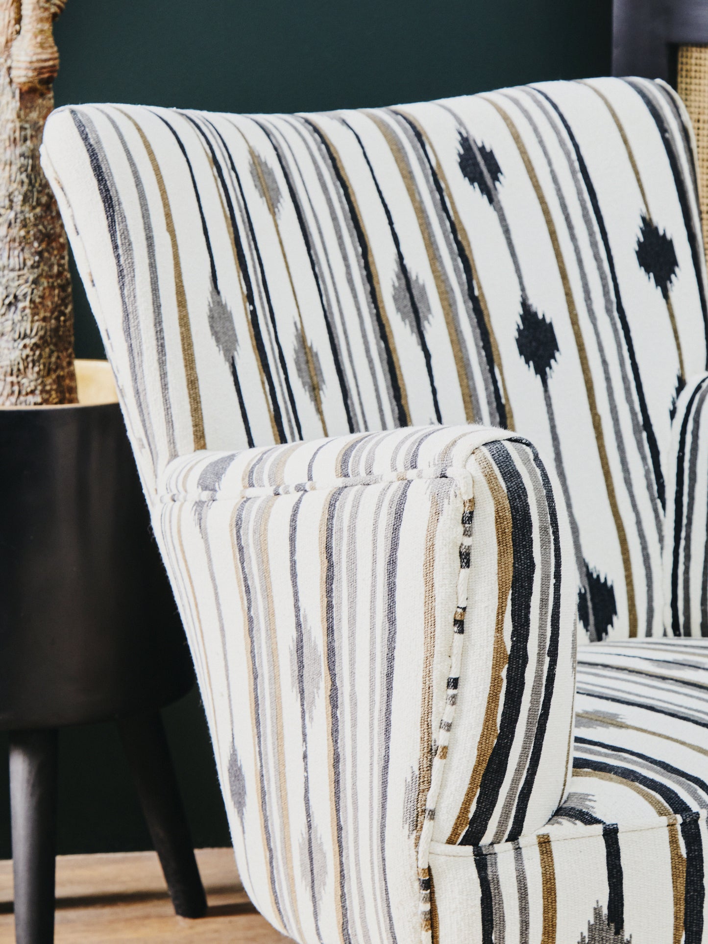 Stroud Black and White Armchair with Flared Arms - Kristia Rose Collections