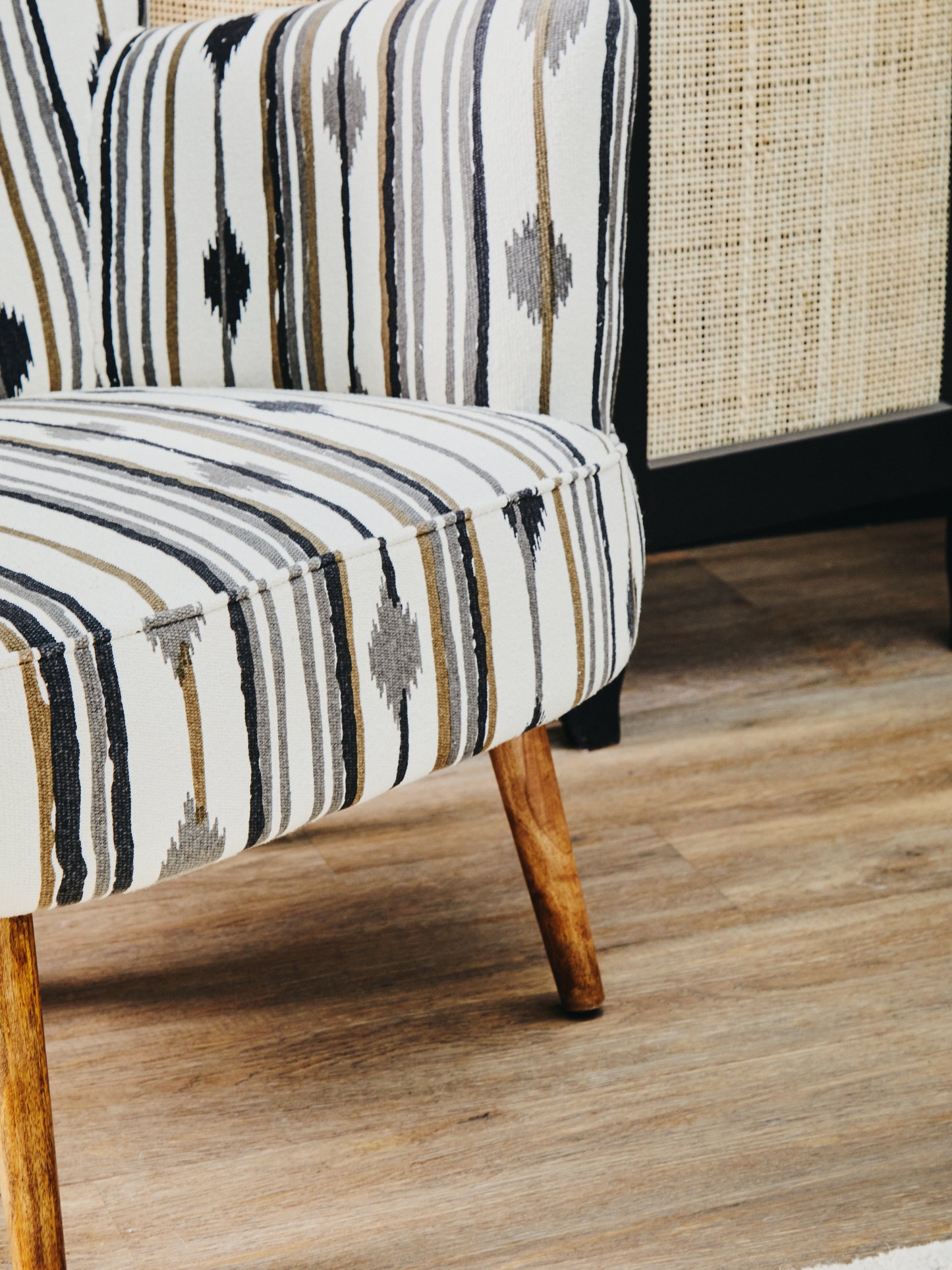Stroud Black and White Armchair with Flared Arms - Kristia Rose Collections