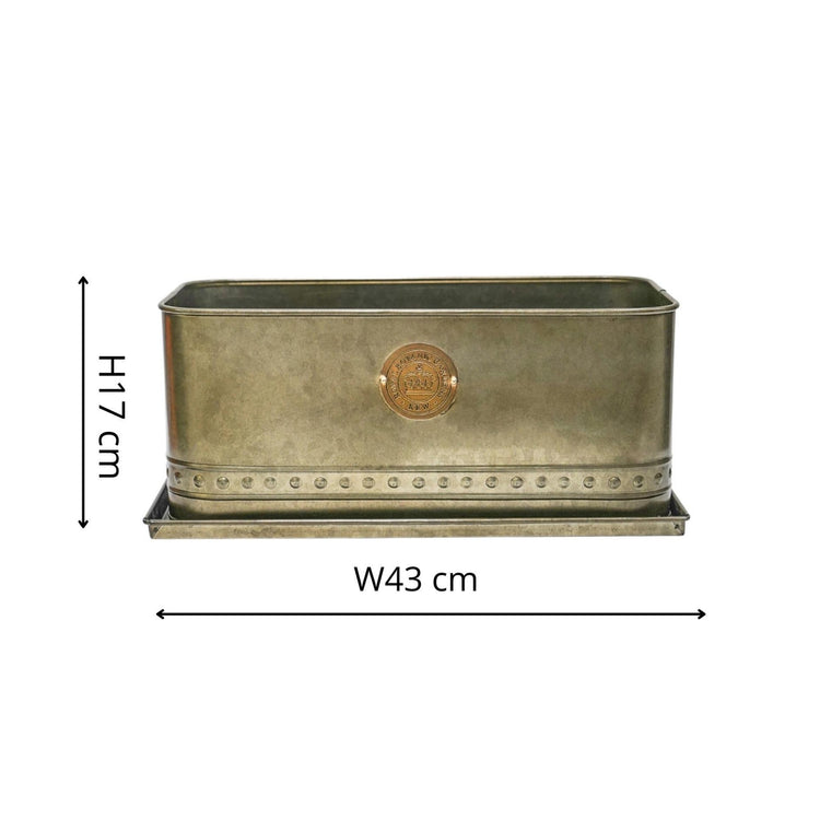 Kew Regency Outdoor Trough in Aged Brass or Copper - Medium