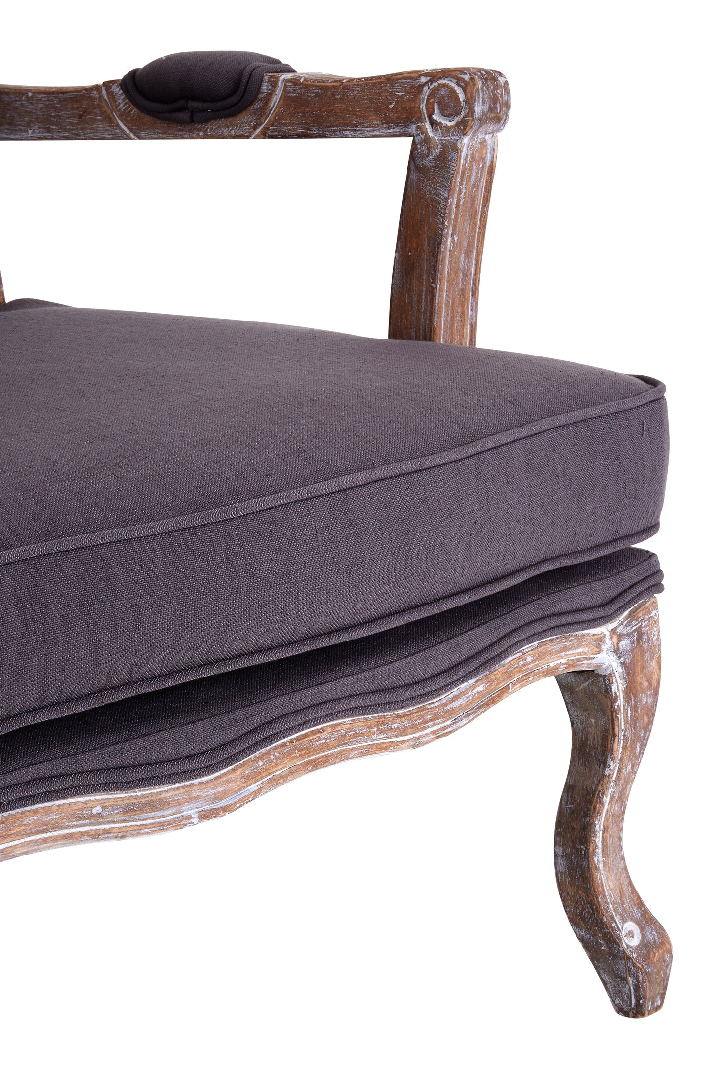 Tetbury Baroque Style Linen Chair with Footrest