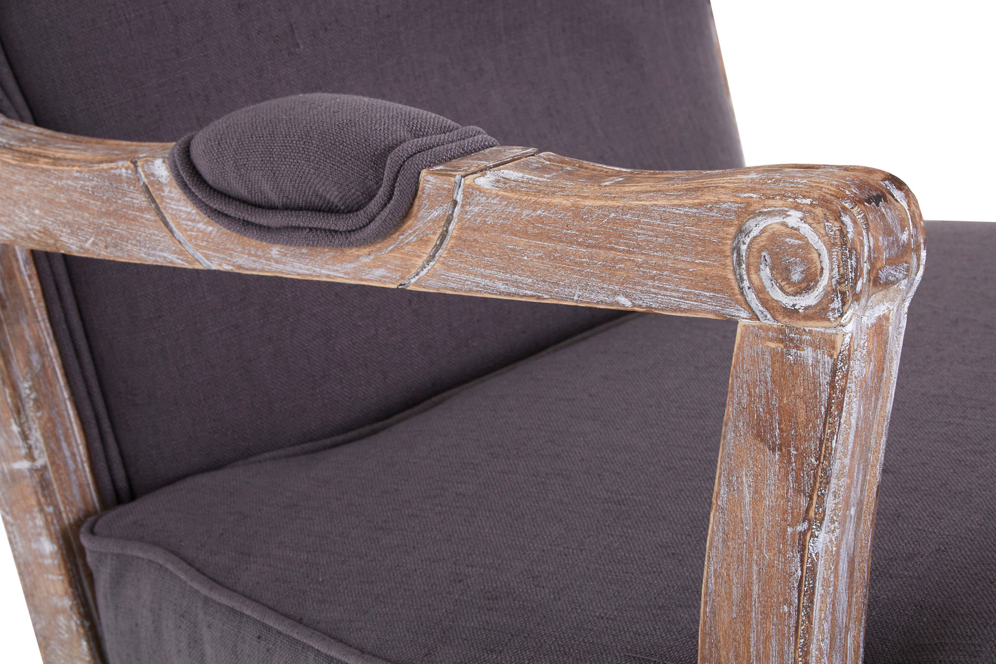 Tetbury Baroque Style Linen Chair with Footrest