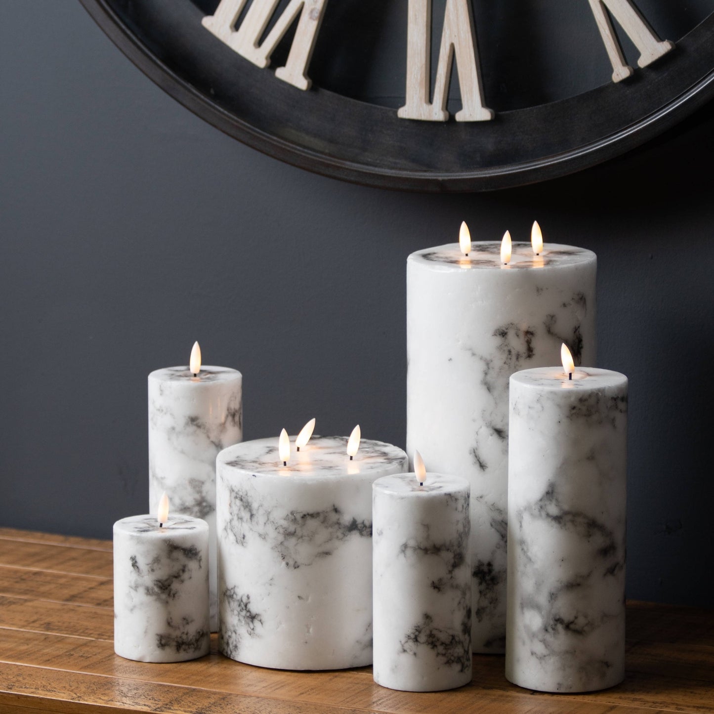 Luxe Collection Natural Glow 6x6 Marble Effect LED Candle - Kristia Rose Collections