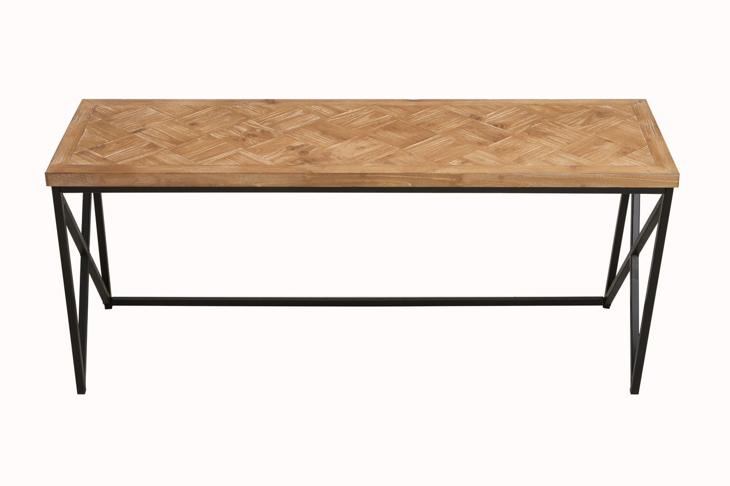 Kencot Natural Parquet Coffee Table with Black Frame