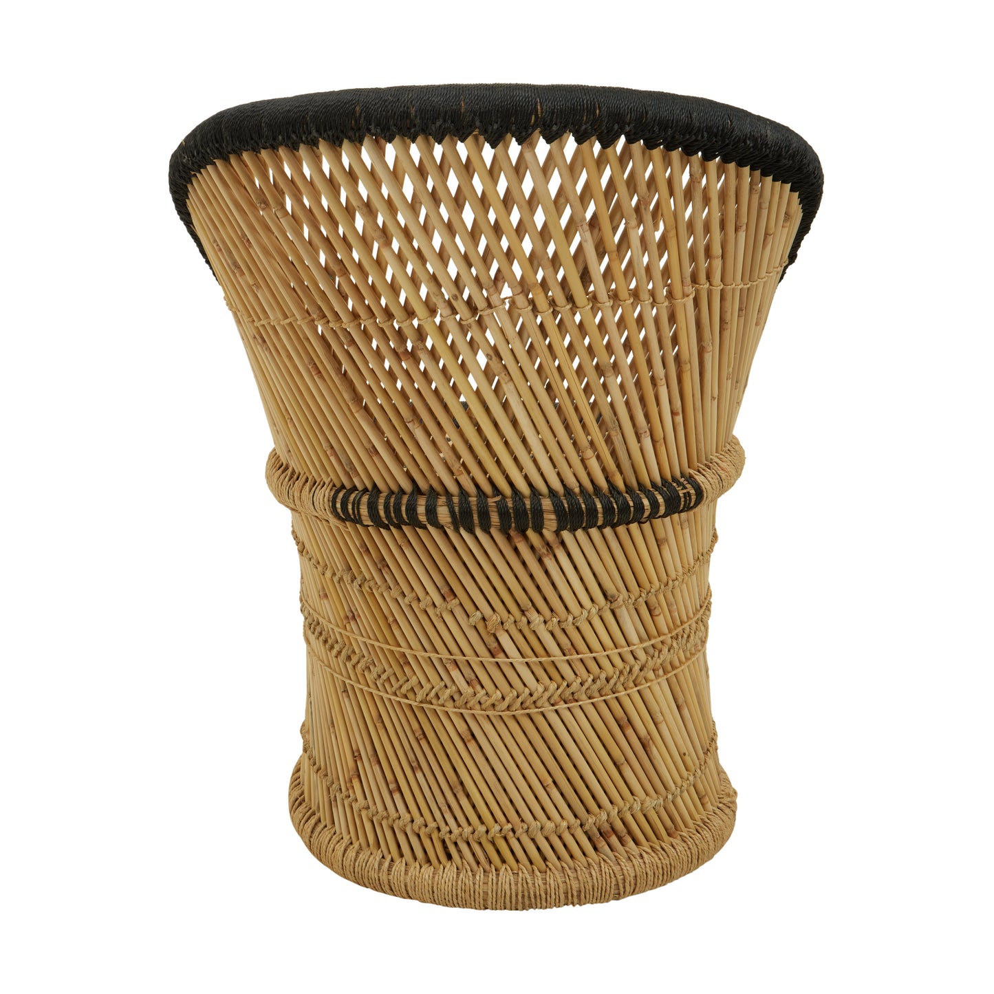 Filkins Natural Bamboo and Black Chair and Stool