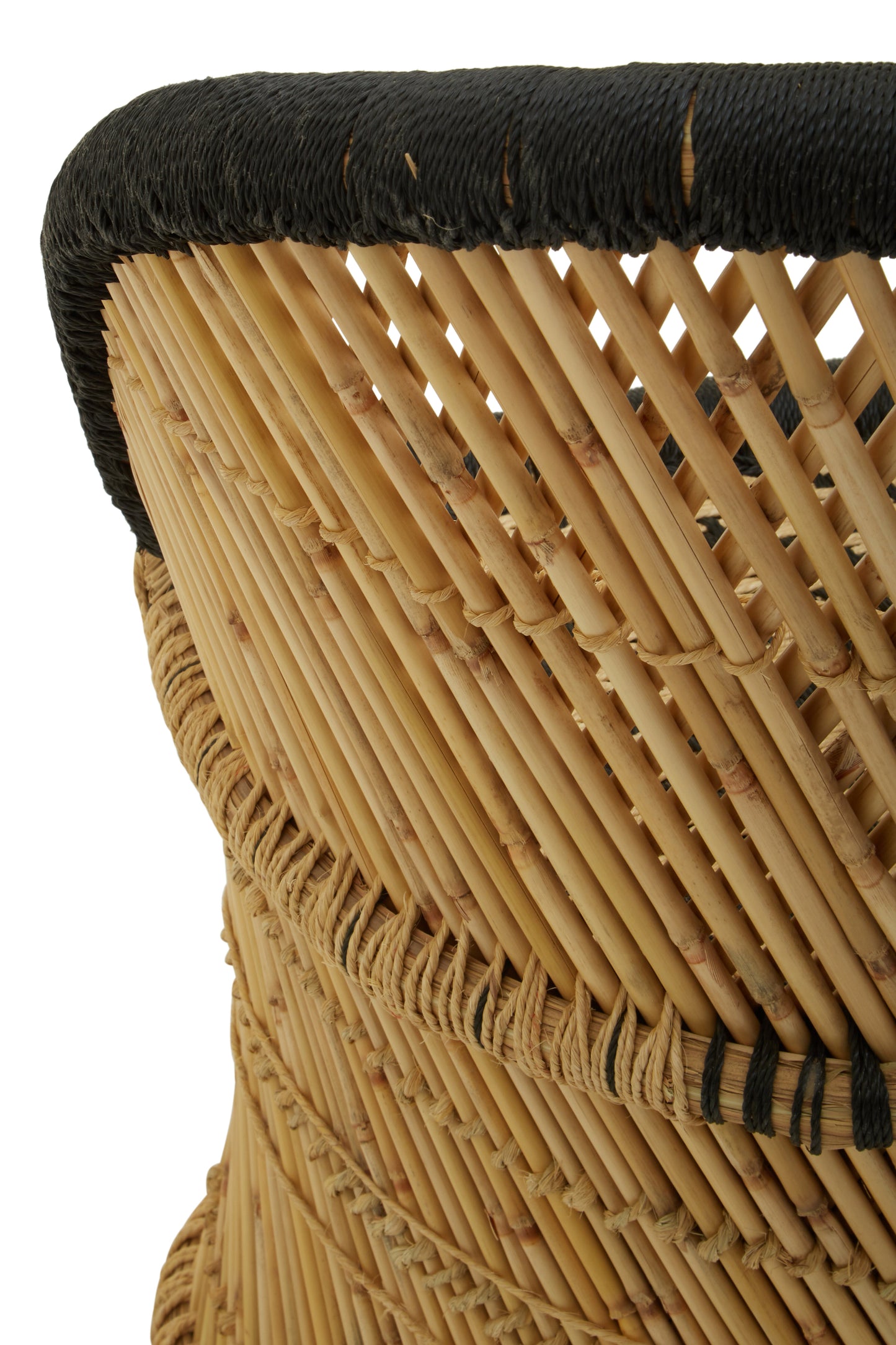 Filkins Natural Bamboo and Black Chair and Stool
