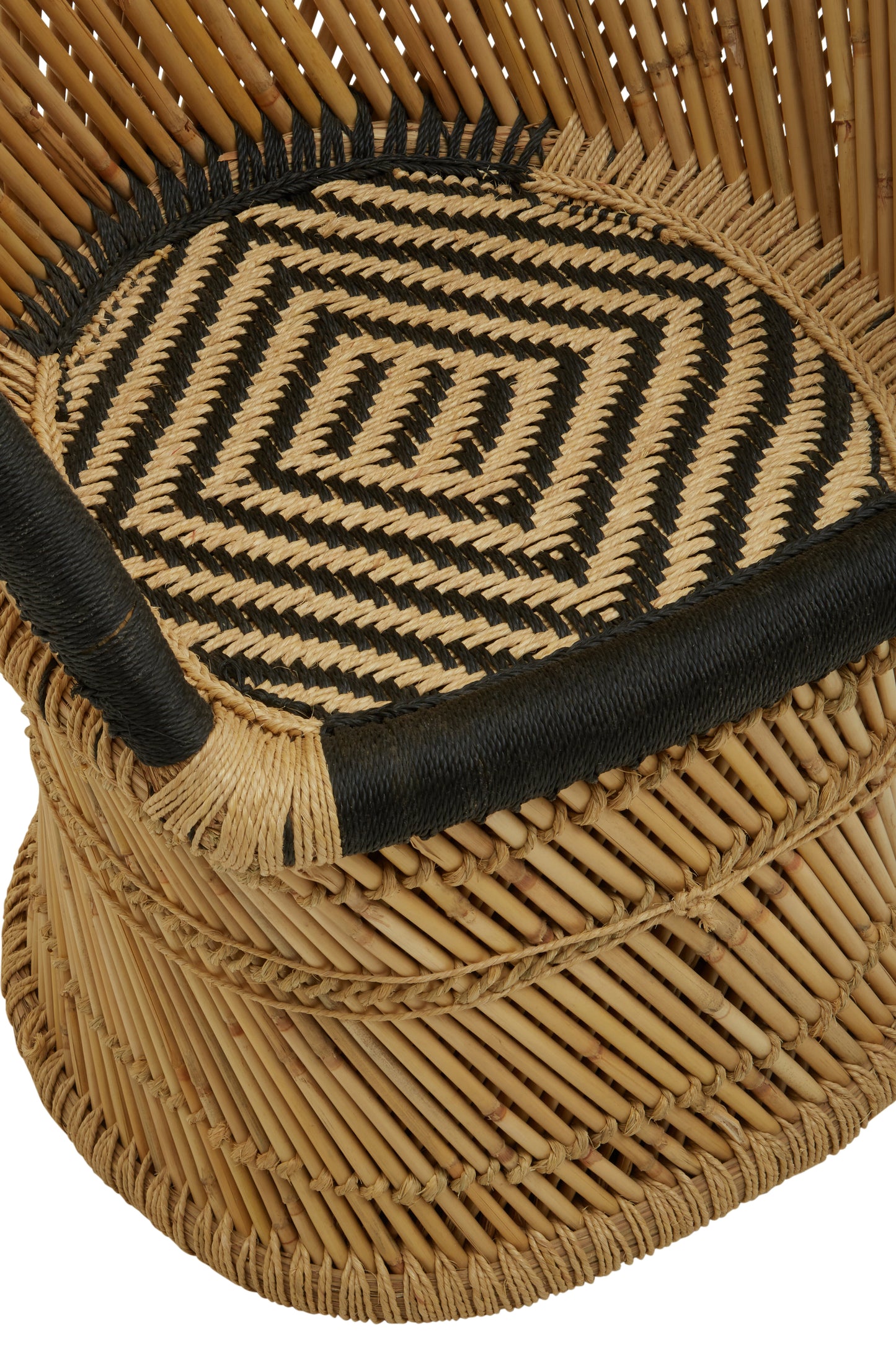 Filkins Natural Bamboo and Black Chair and Stool