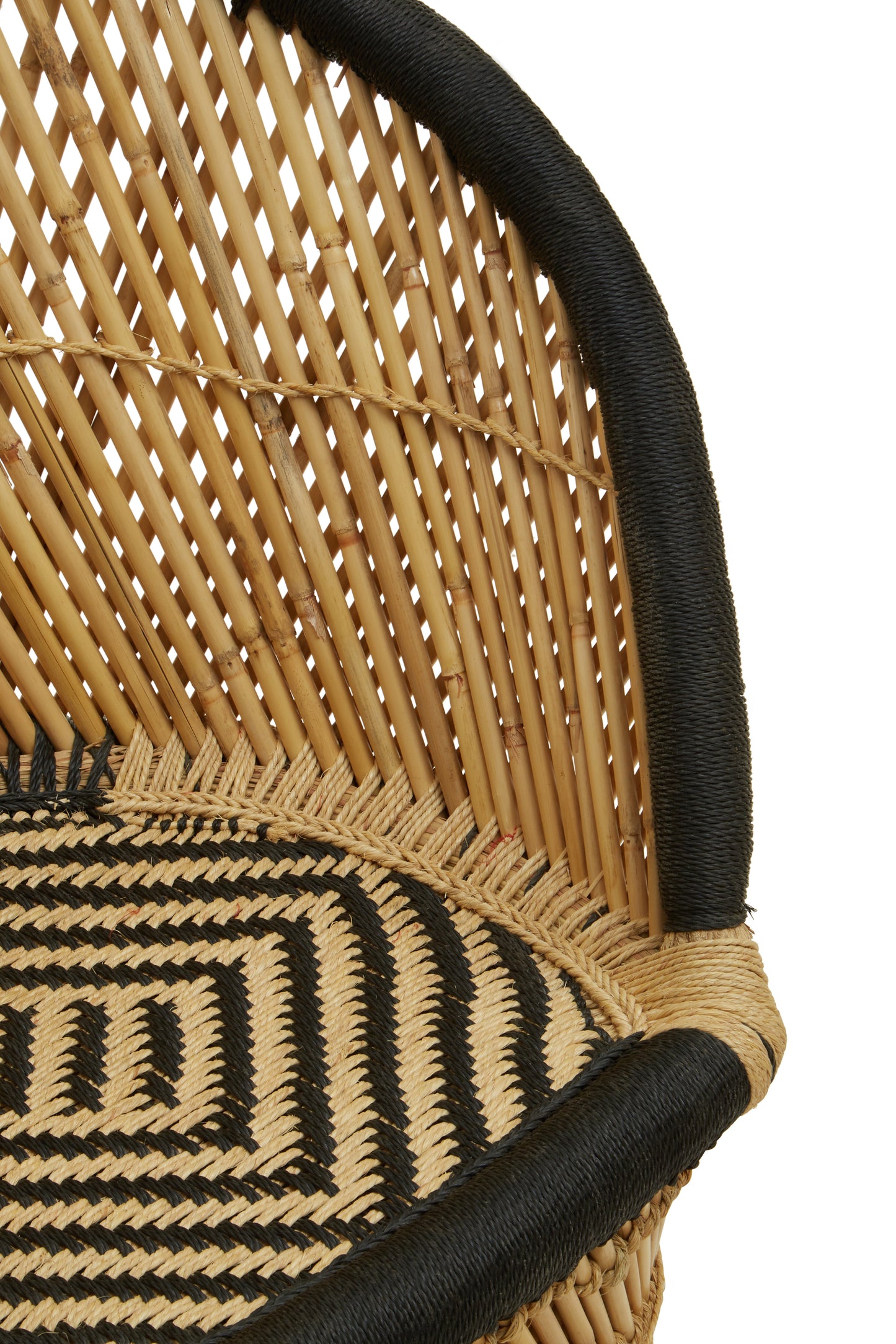 Filkins Natural Bamboo and Black Chair and Stool