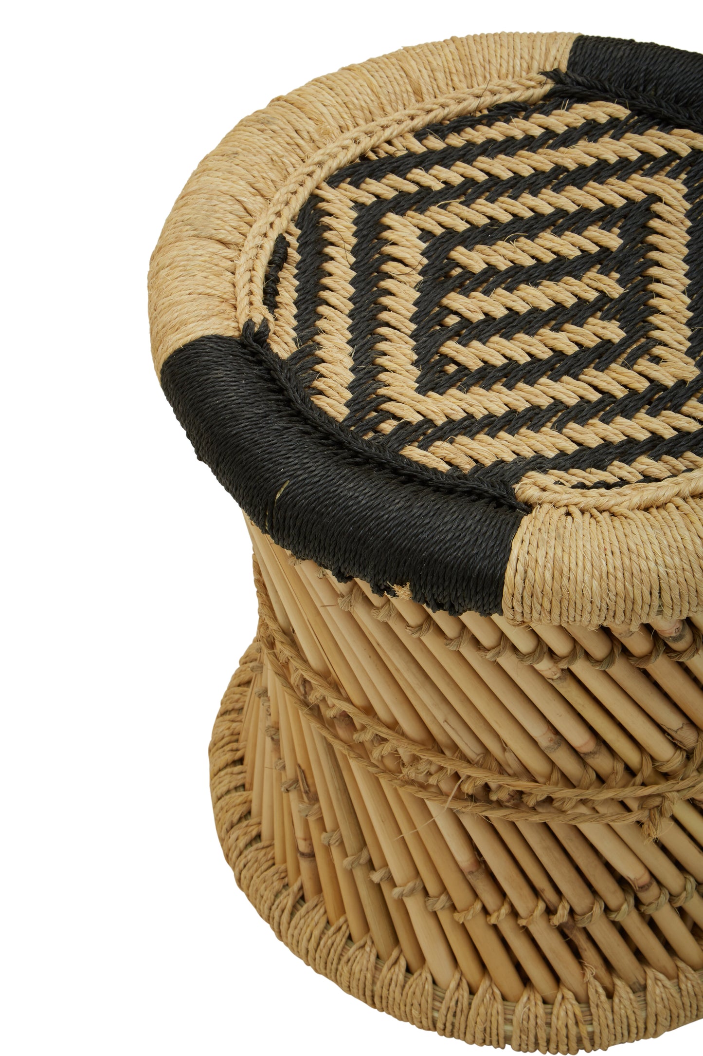 Filkins Natural Bamboo and Black Chair and Stool