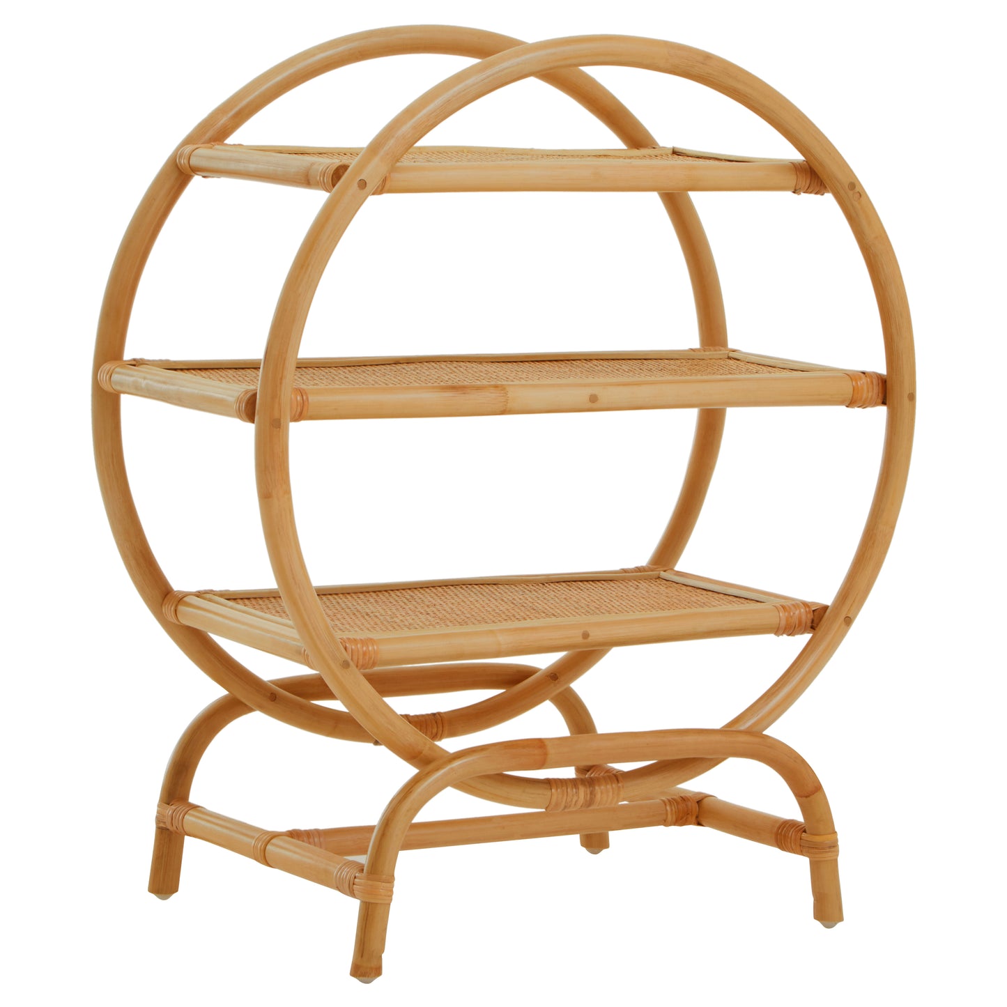 Neutral Circular Rattan Shelf Unit