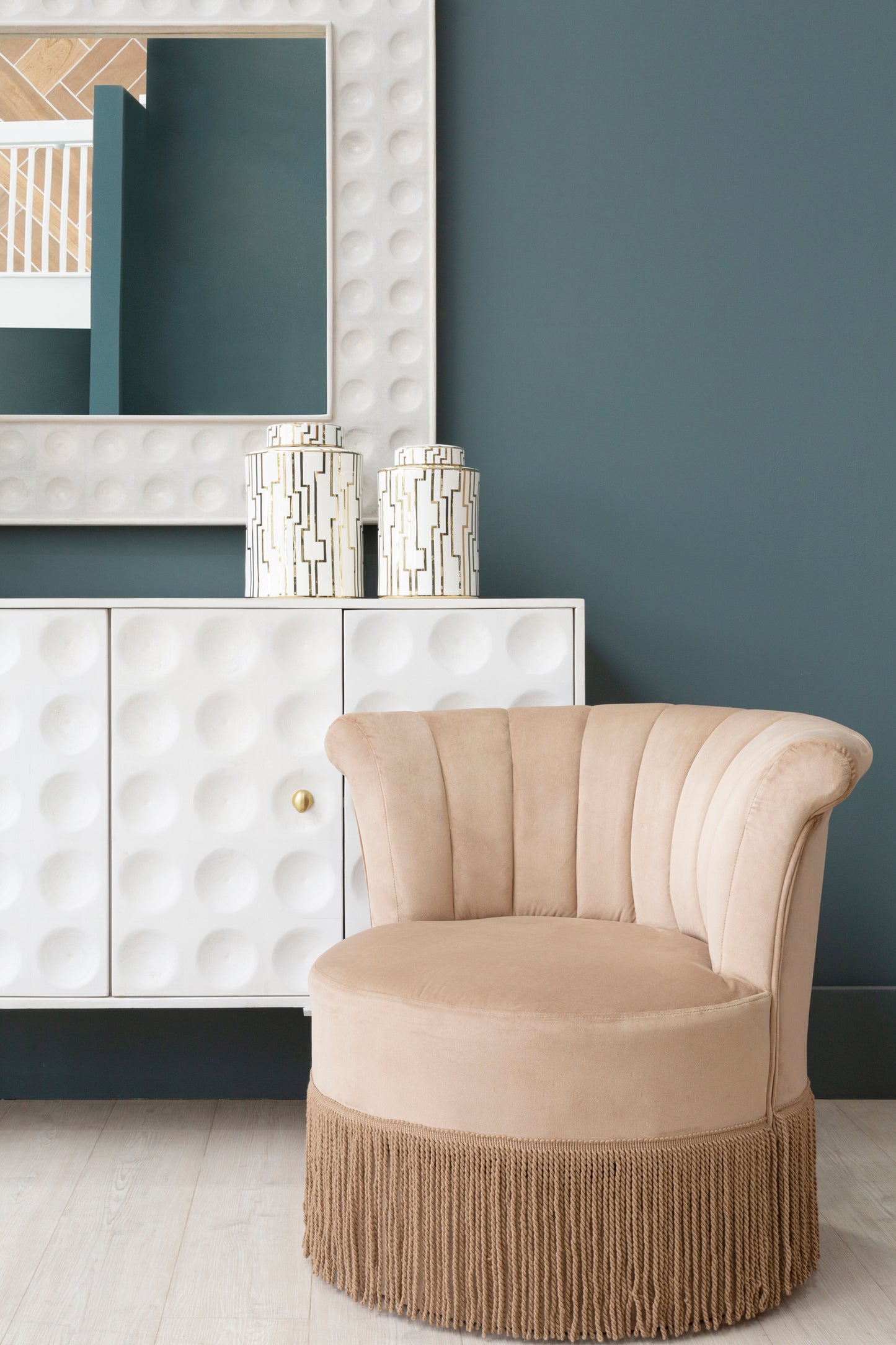 Velvet Tasselled Swivel Chair