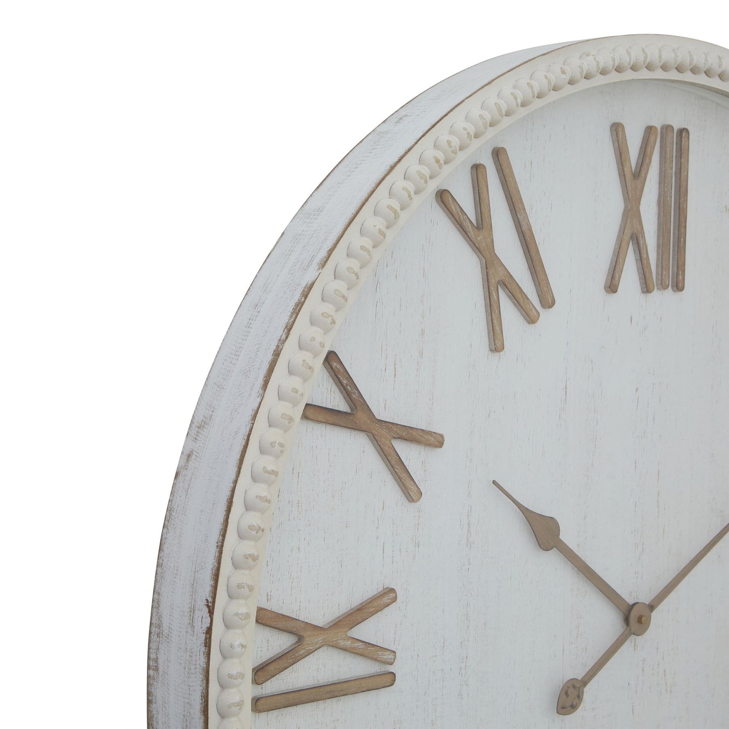 Cotswolds Large Rustic Beaded Frame White Wall Clock 80cm - Kristia Rose Collections