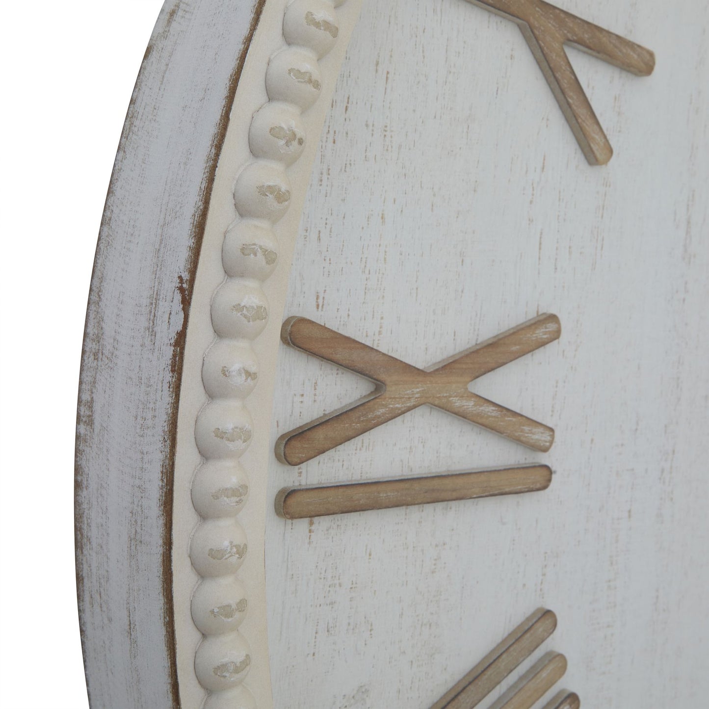 Cotswolds Large Rustic Beaded Frame White Wall Clock 80cm - Kristia Rose Collections