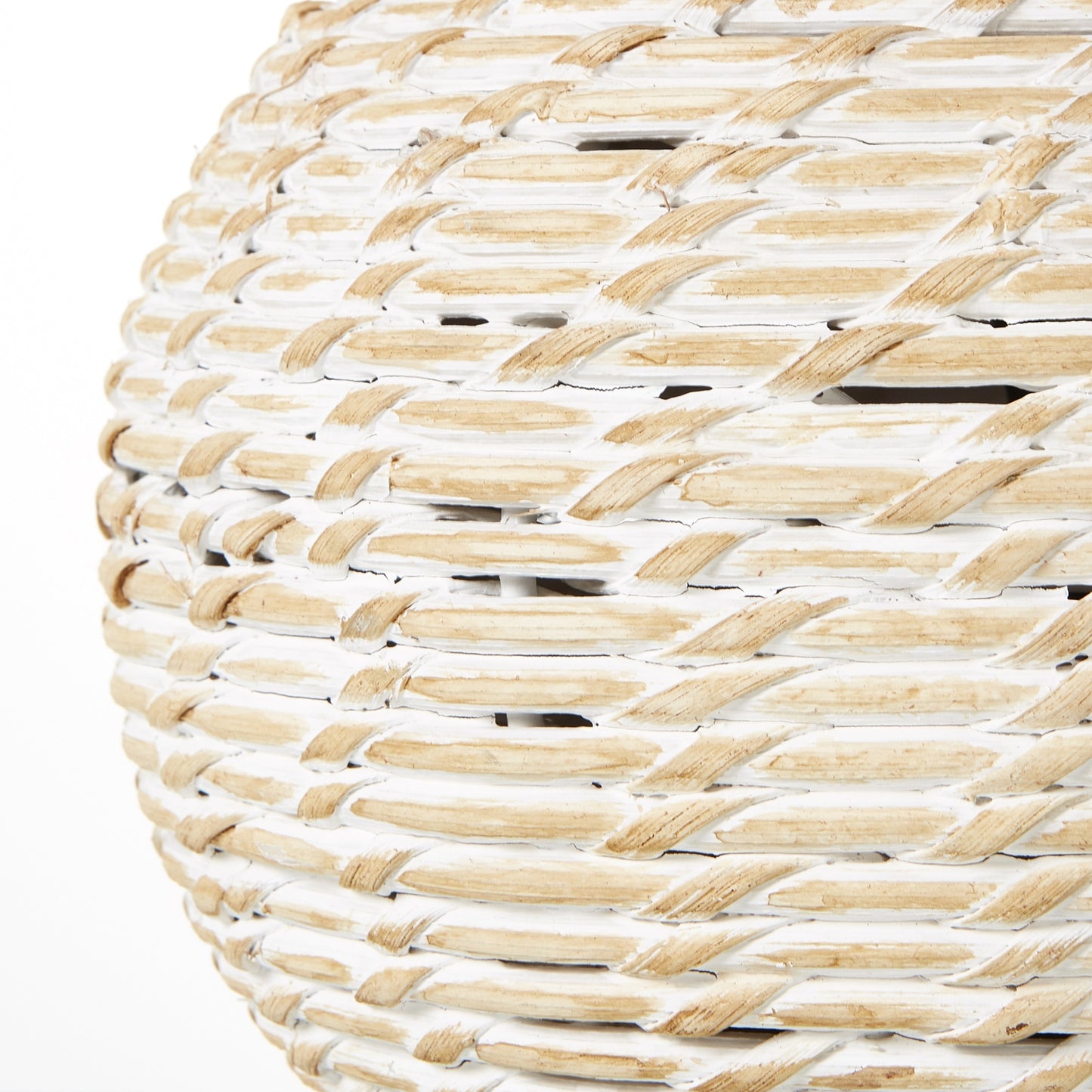 Woodstock Small Round Wicker Lamp with Linen Shade
