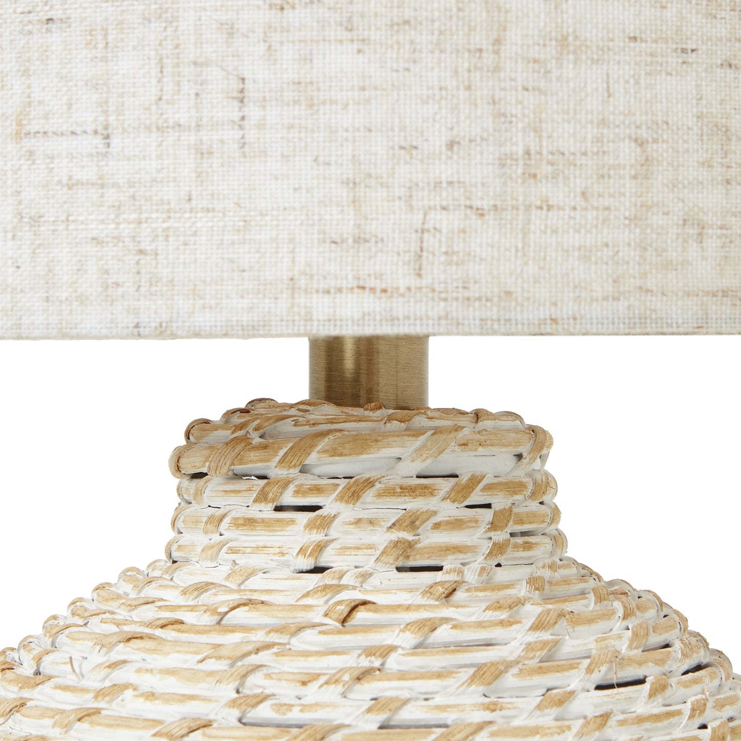 Woodstock Small Round Wicker Lamp with Linen Shade