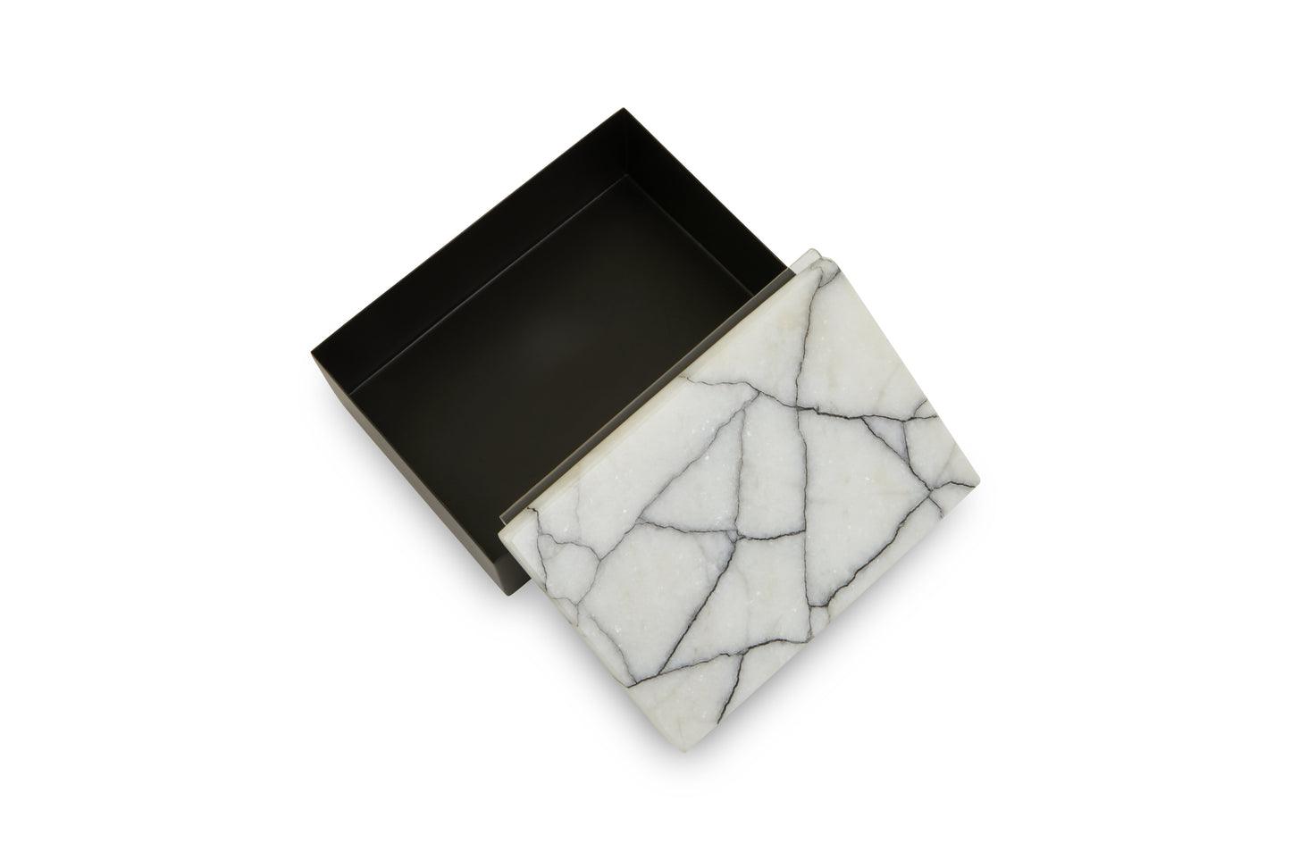 Decorative Marble and Black Iron Trinket Box