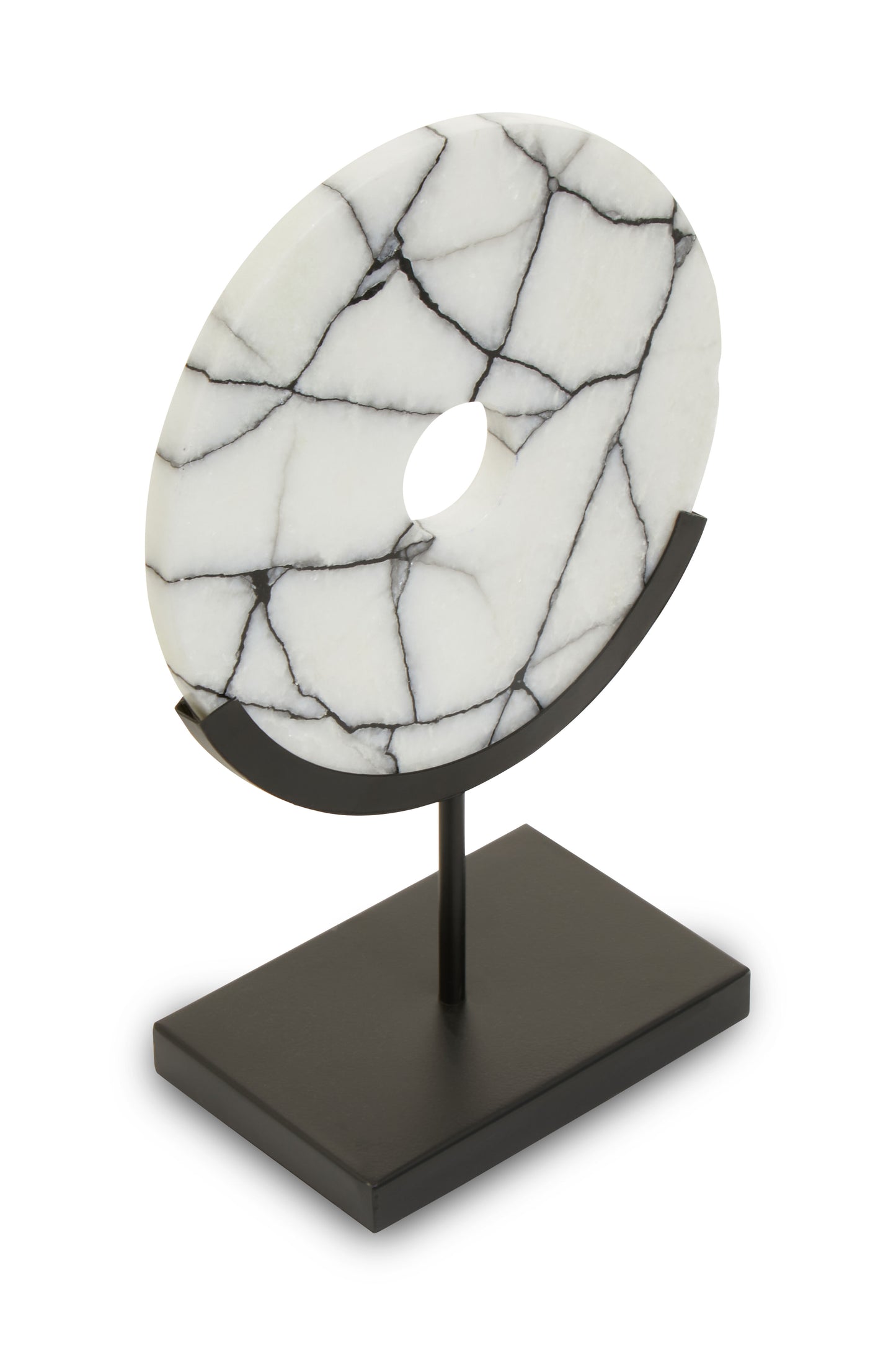 Stunning Circular Black and White Marble Sculpture