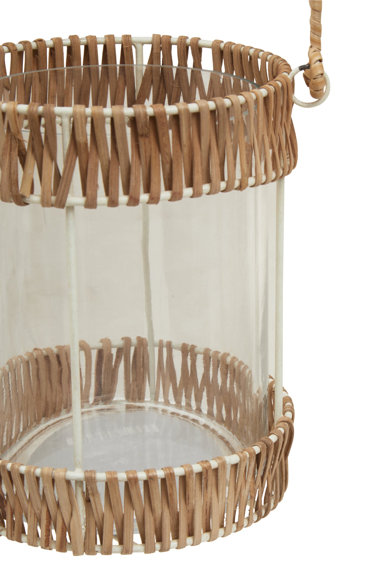 Rustic Rattan and Glass Lantern
