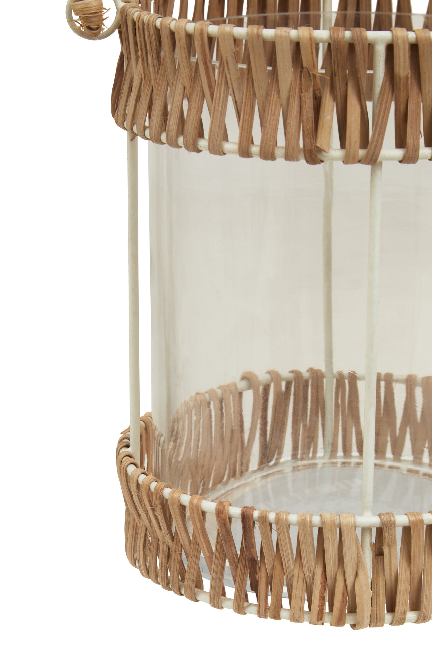 Rustic Rattan and Glass Lantern
