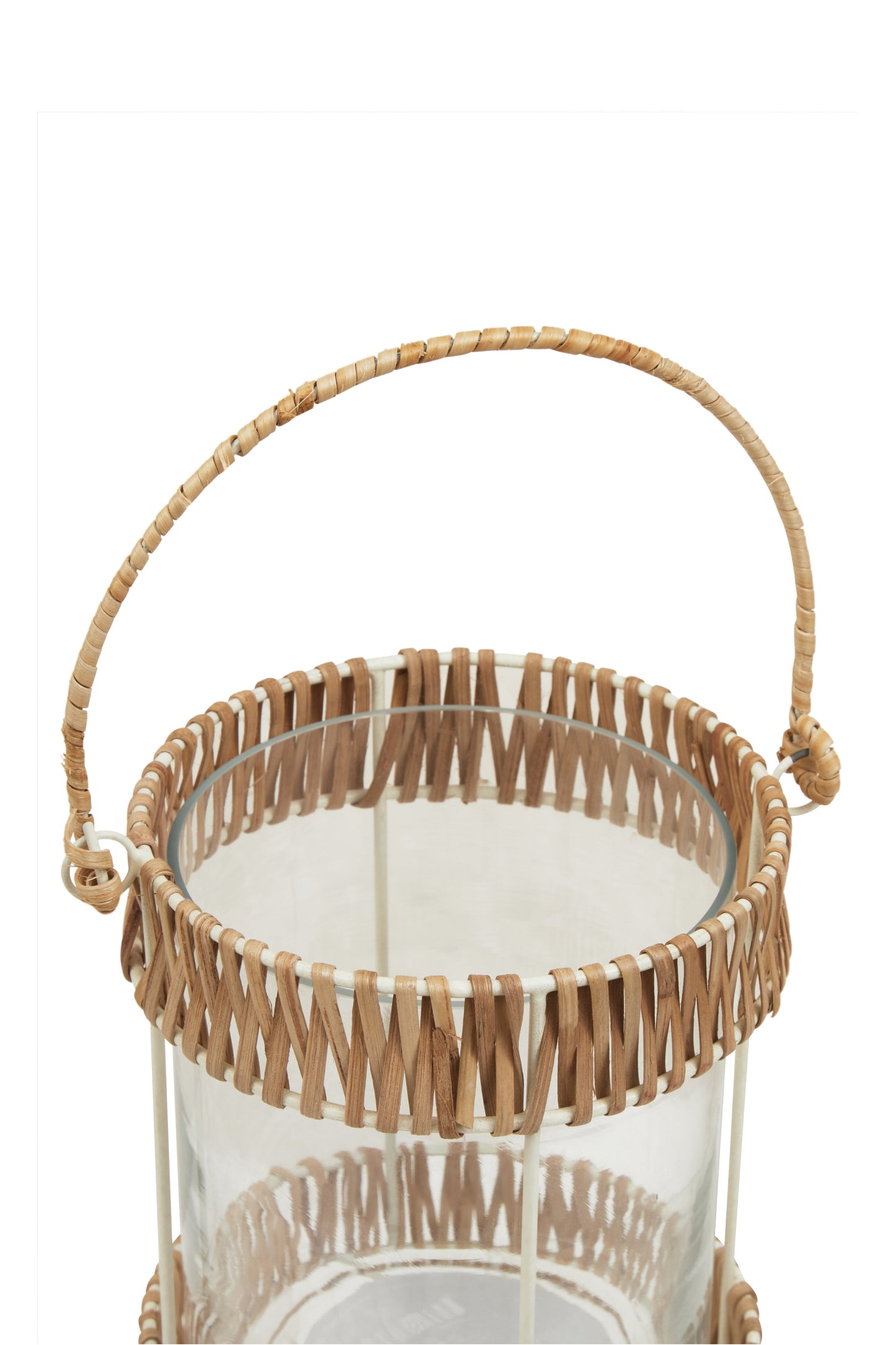 Rustic Rattan and Glass Lantern