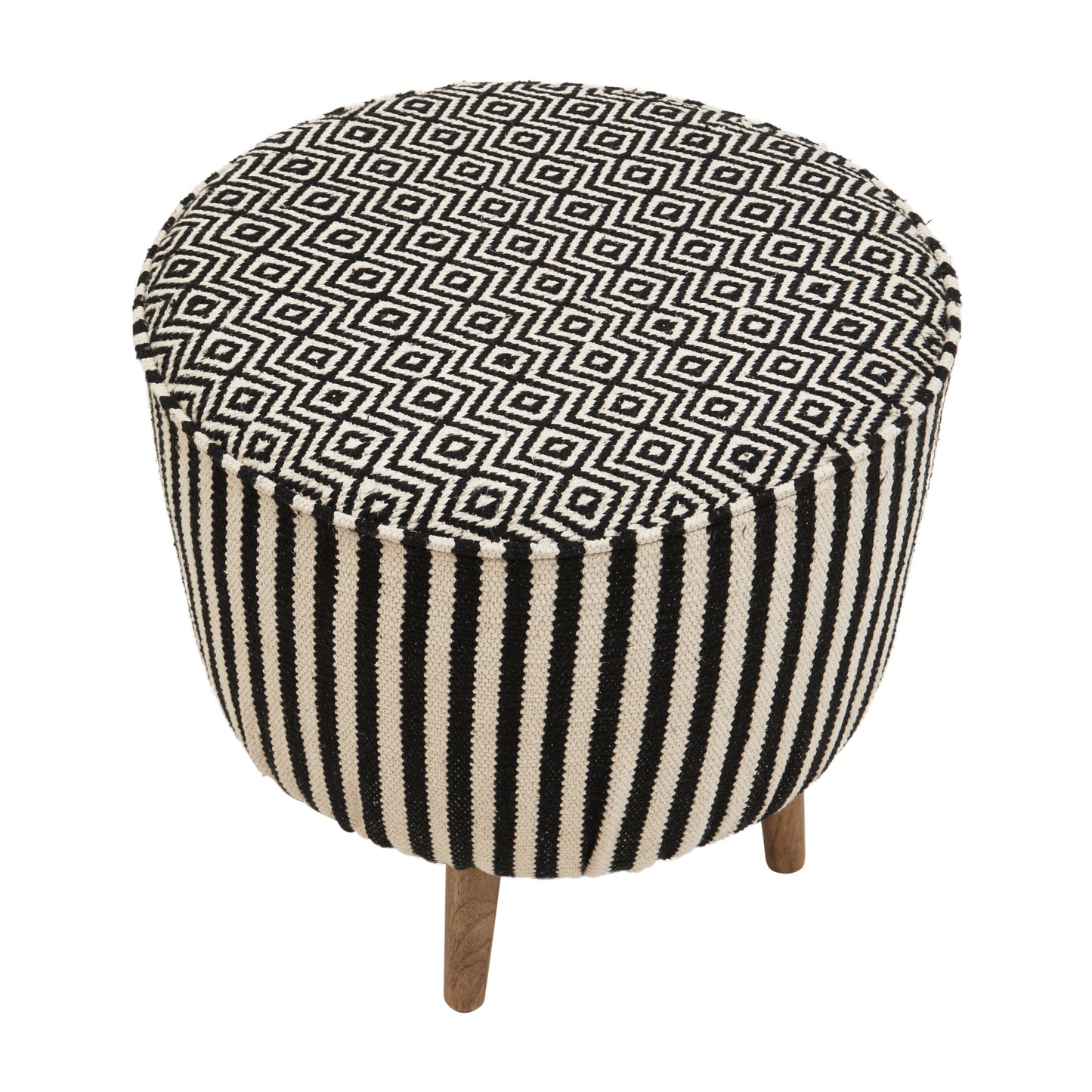 Stroud Black and White Striped Footstool