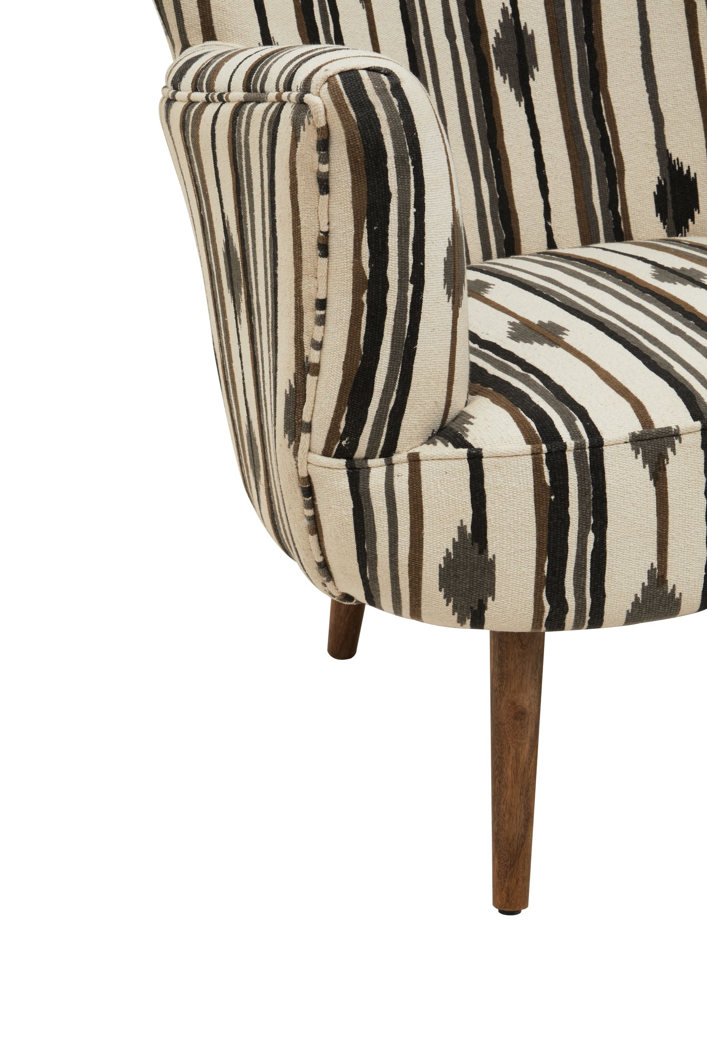 Stroud Black and White Armchair with Flared Arms - Kristia Rose Collections