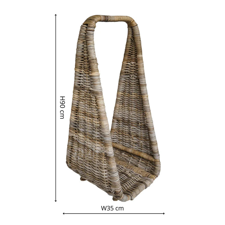 Elegant Tall Rattan Log Storage