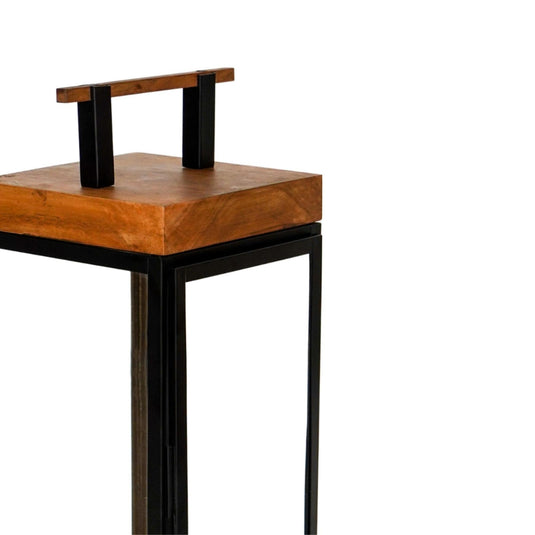 Stroud Tall Lantern in Acacia Wood and Black