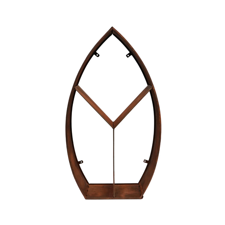 Outdoor Sculptural Leaf Design Log Storage, Rust