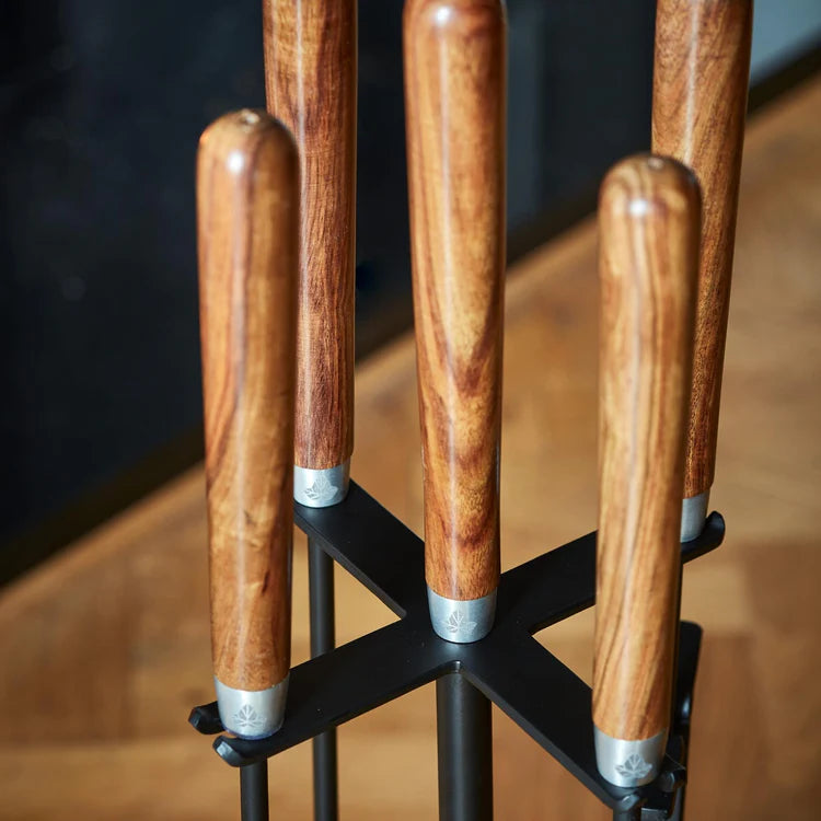Wood Handled Iron Tool Set - Round