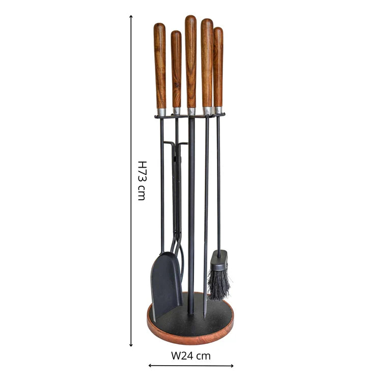 Wood Handled Iron Tool Set - Round