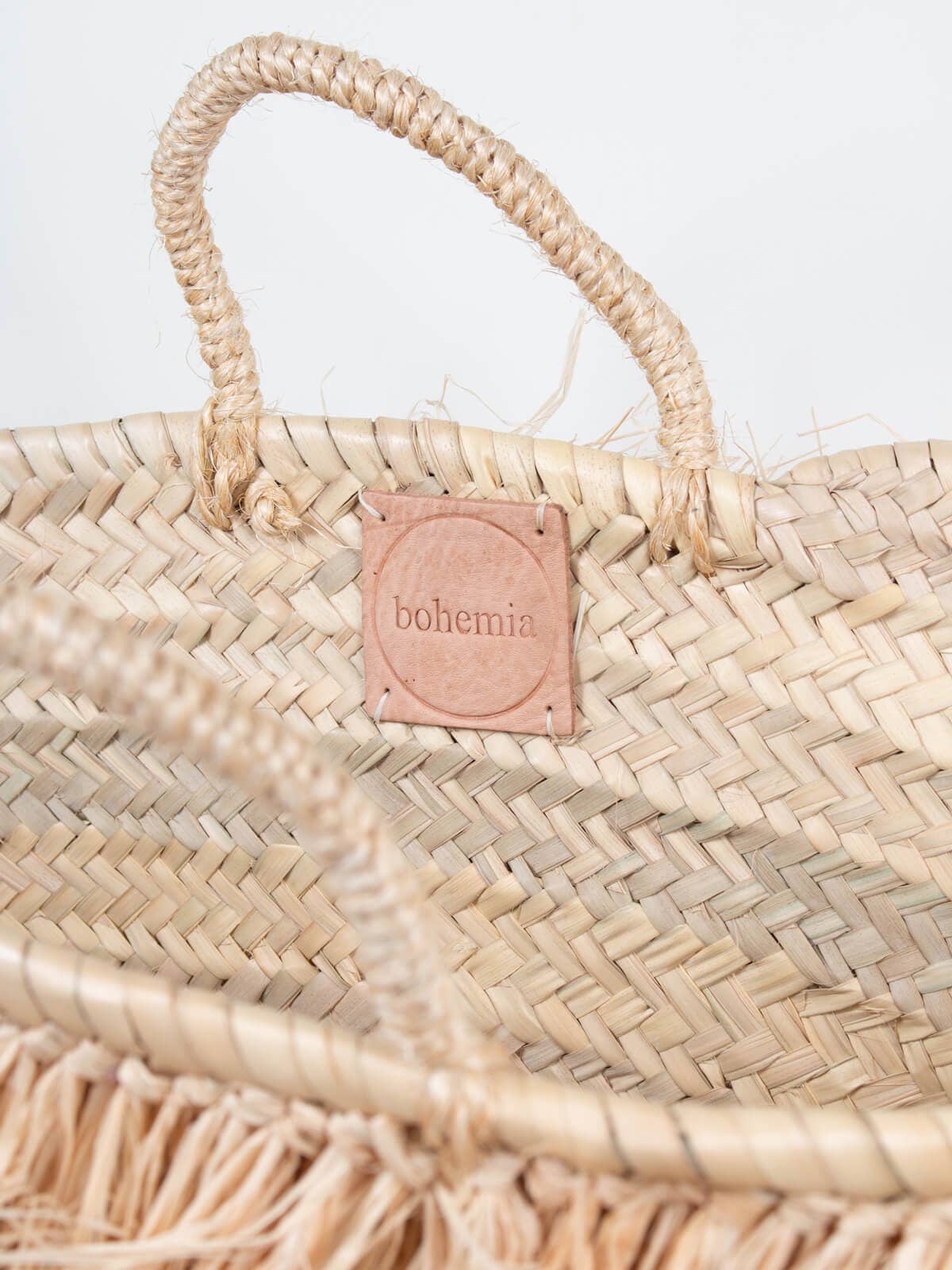 Medium French Market Basket with Raffia Trim : Natural