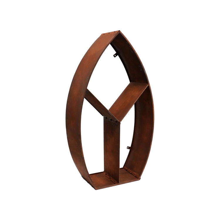 Outdoor Sculptural Leaf Design Log Storage, Rust