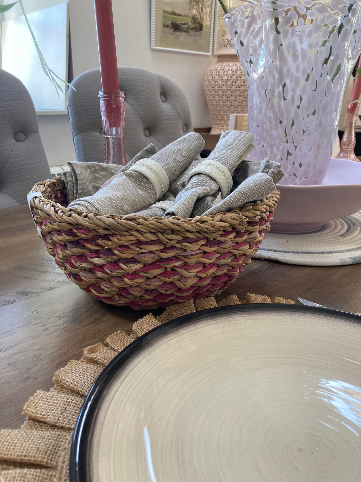 Sari & Seagrass Baskets in an assortment of colours