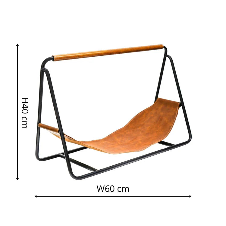 Stunning Leather Log Holder - available in Brass & Black Frame
