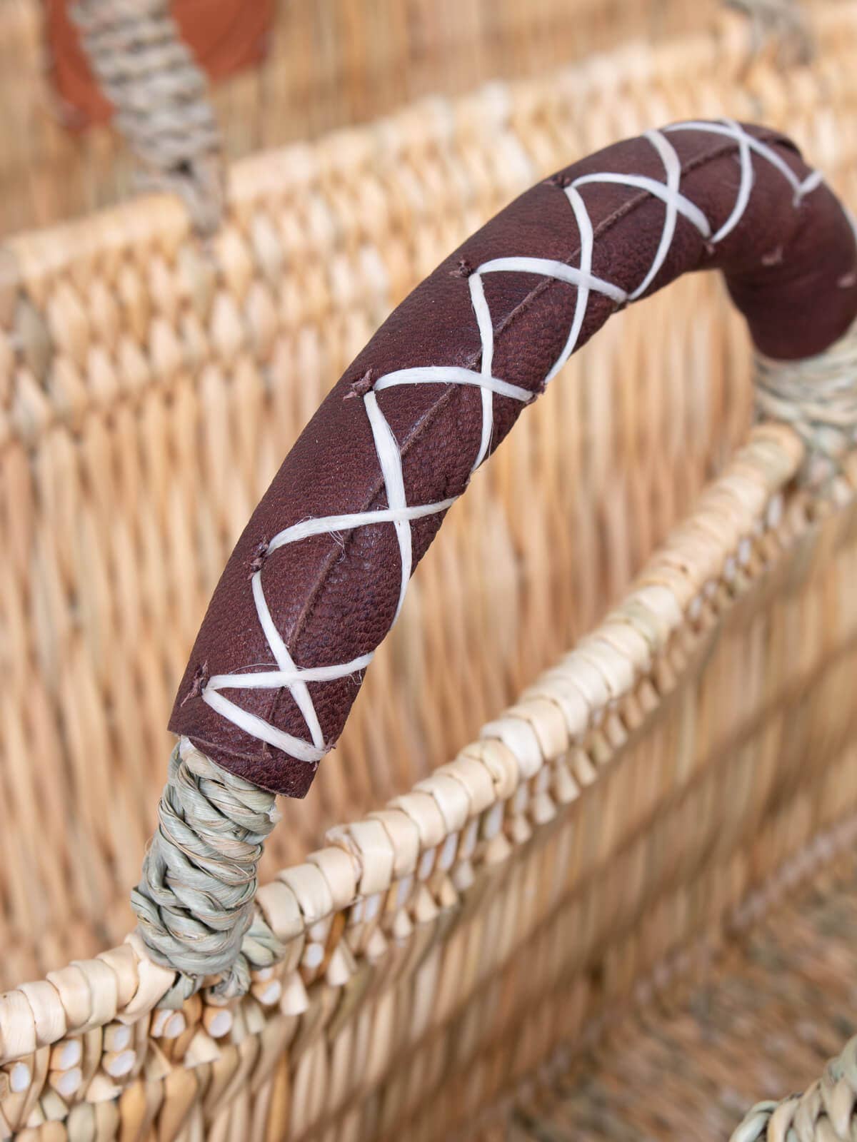 Stylish Reed Baskets with Leather Handles - 3 sizes available
