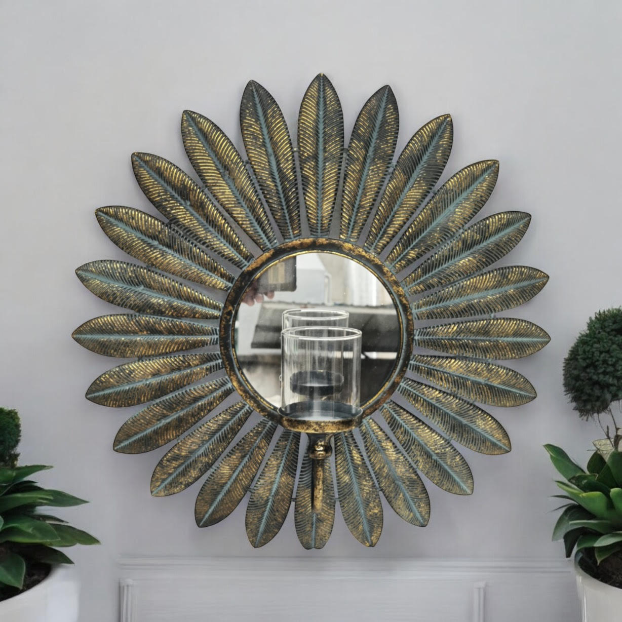 Wall Mirror With Tea Light Holder - Kristia Rose Collections