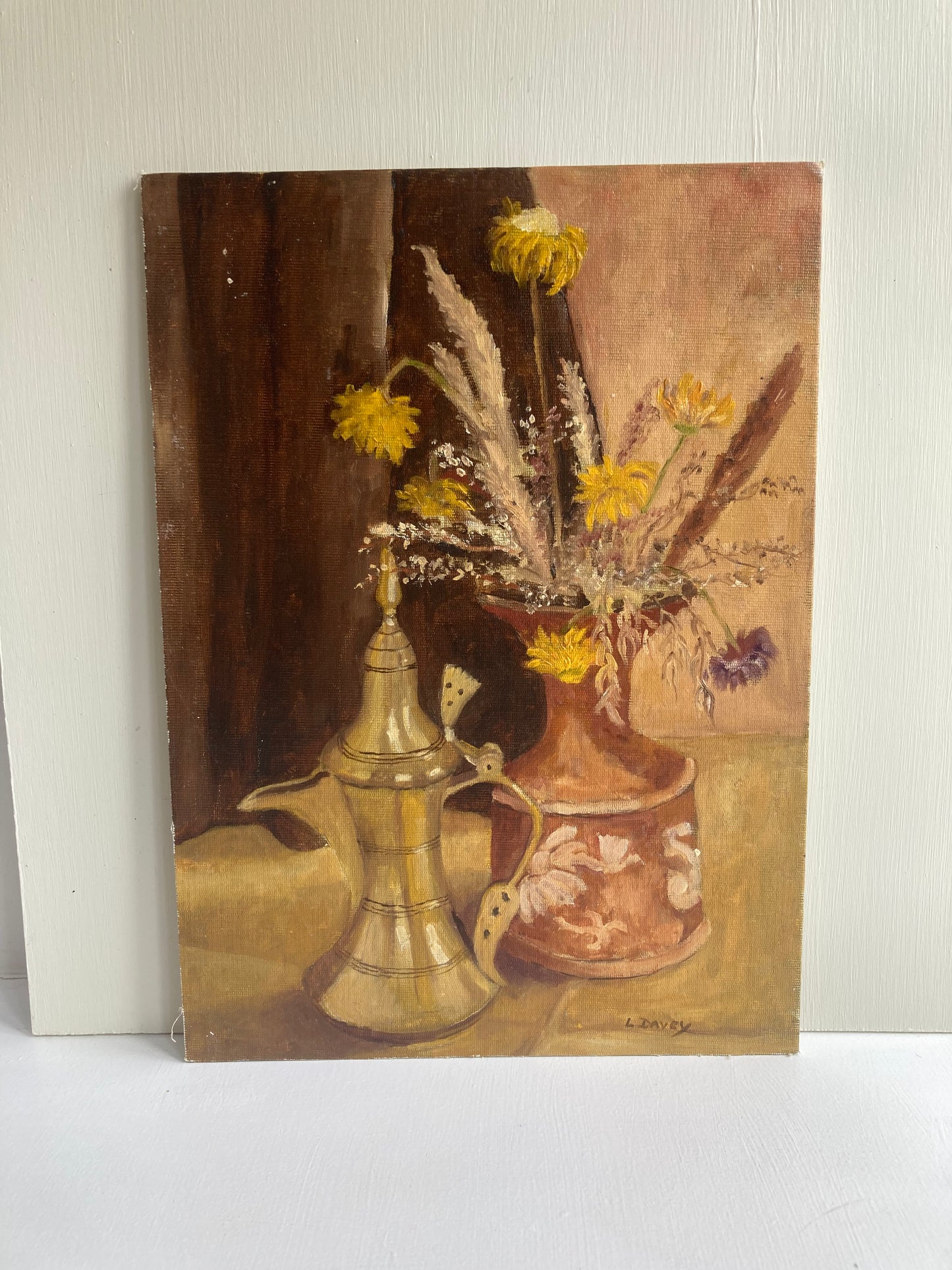Original Still Life Oil Painting , signed L Davey - Kristia Rose Collections