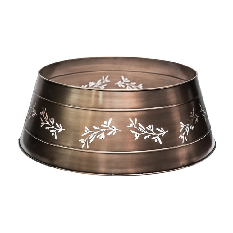 Metal Christmas Tree Skirt with Mistletoe Cut Out